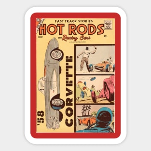 VINTAGE COMICS HOT RODS RACING CARS 50S Sticker